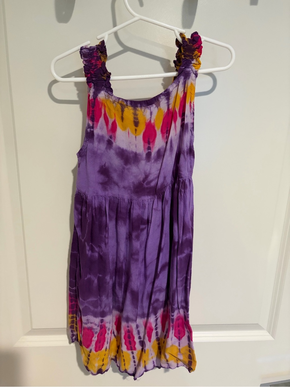 Purple Tie-Dye Sundress with Pink & Yellow Accents